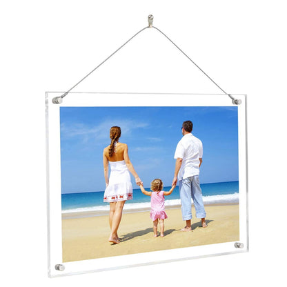 NIUBEE Clear Acrylic Desktop Picture Frame, Beveled Frameless Plexiglass Photo Photography Display with Standoff (12x17 (A3)-New)