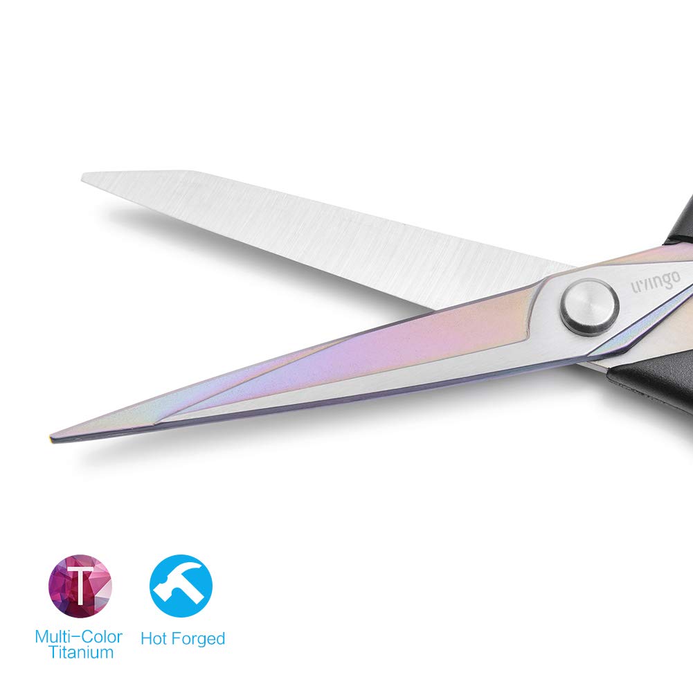 LIVINGO 2 Pack Premium Tailor Scissors Heavy Duty Multi-Purpose Titanium Coating Forged Stainless Steel Sewing Fabric Leather Dressmaking Comfort Grip Shears Professional Crafting (8.5 & 9.5INCH)