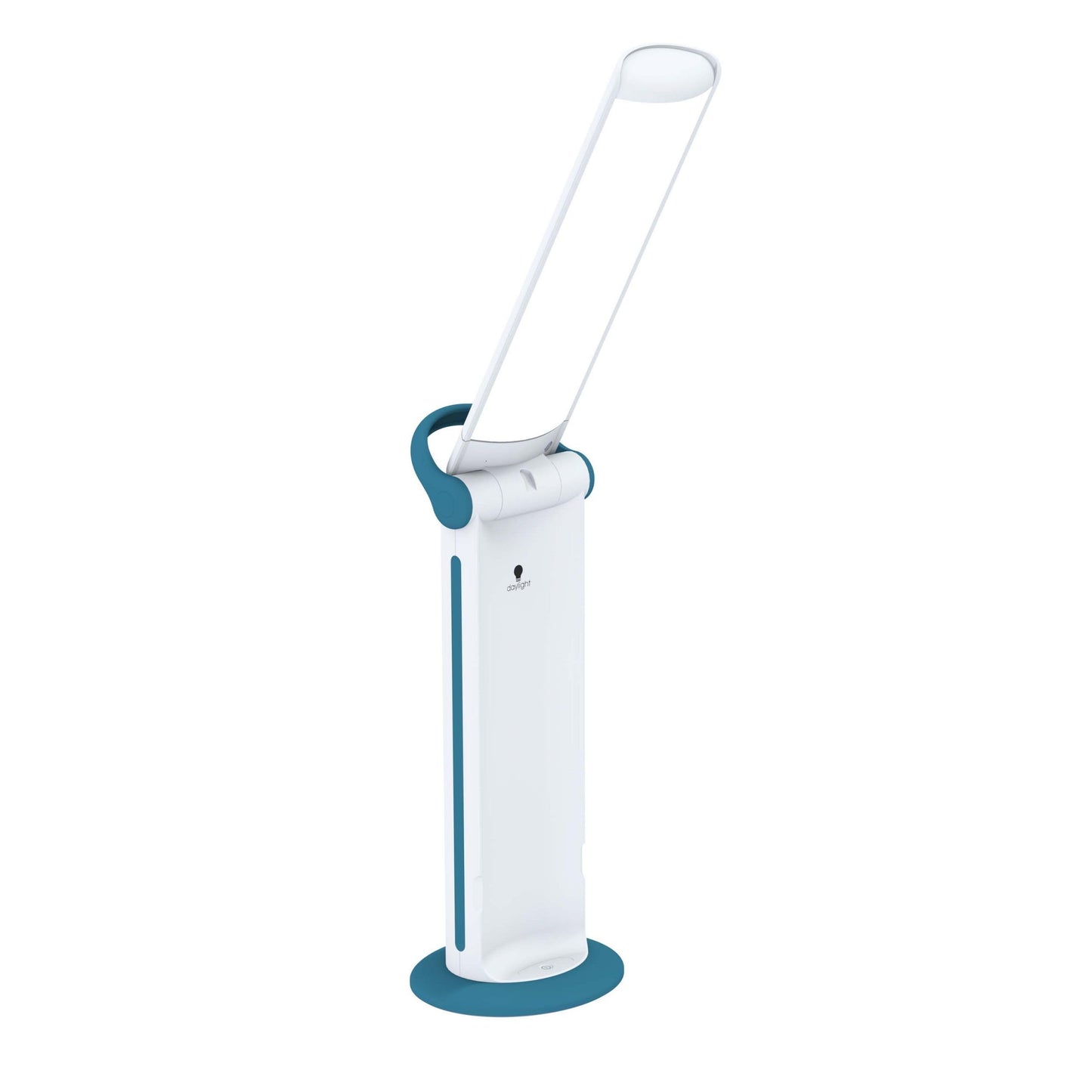Daylight Twist 2 Go Rechargeable LED Lamp – Portable Craft & Task Light with Easy Twist Shade, 95+ CRI for Color Accuracy, 3 Brightness Levels, Up to 8 Hours Battery Life – Teal & White (U35090)