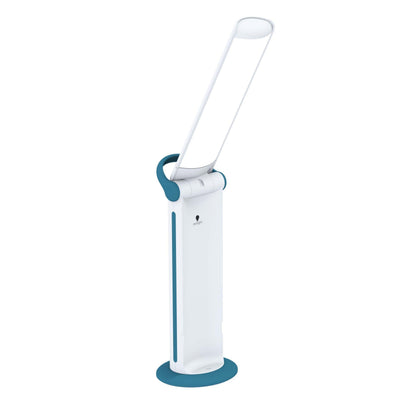 Daylight Twist 2 Go Rechargeable LED Lamp – Portable Craft & Task Light with Easy Twist Shade, 95+ CRI for Color Accuracy, 3 Brightness Levels, Up to 8 Hours Battery Life – Teal & White (U35090)