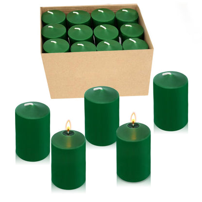 24 Packs Green Votive Candles, Unscented Small 1.5 Inch by 2.0 Inch Wax Candles for St. Patrick's Day Patty Day, Wedding, Party & Home Dinner Table - 12 Hour Burn Time
