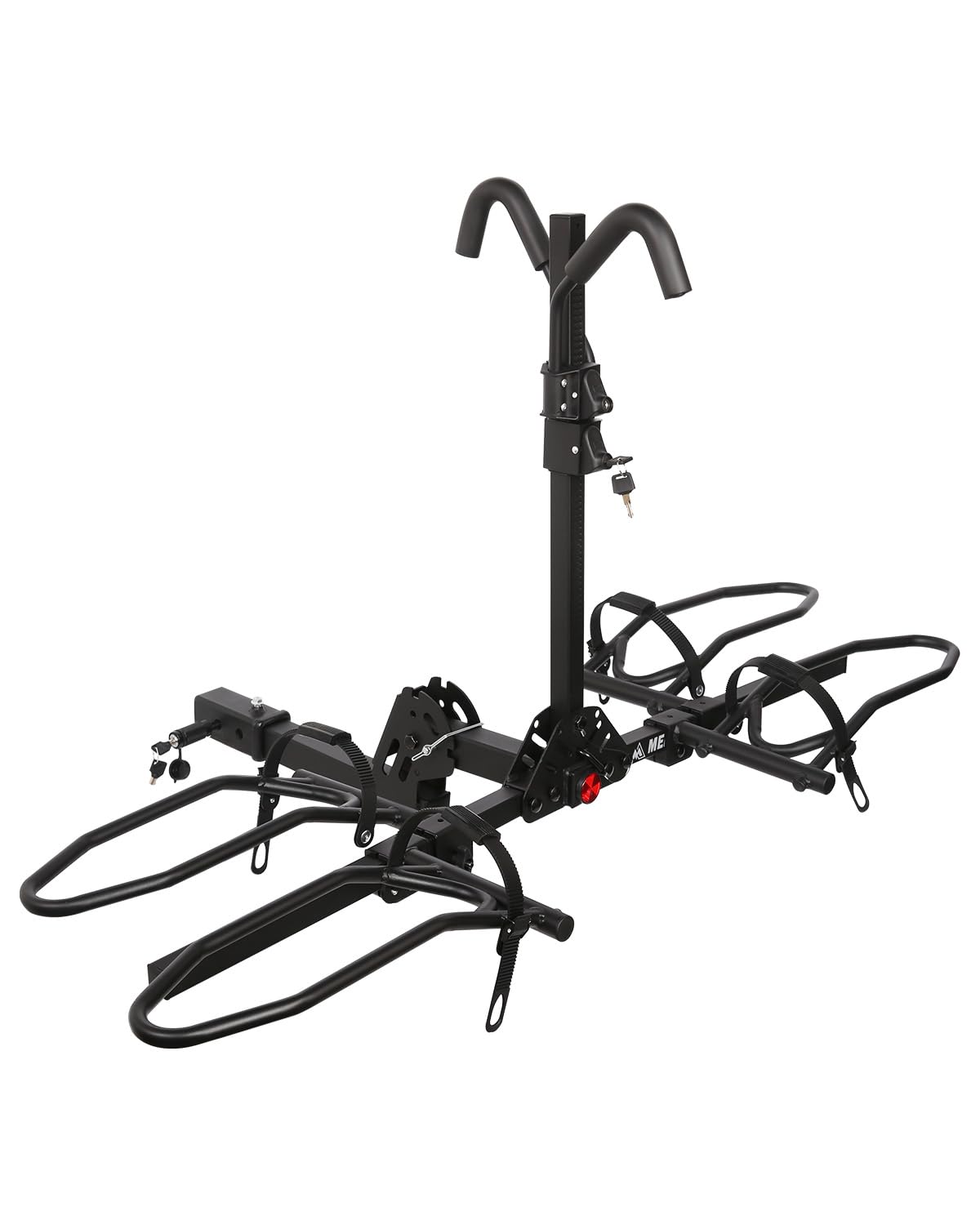 MEEVIZ Bike Rack Hitch with Lock, Platform 2-Bike Rack for Car SUV RV Camper Truck Trailer, Hitch Bike Rack for Fat Tire, Mountain Bikes, EBikes and EMTB, 180 lbs Capacity Bike Carrier for 2" Receiver