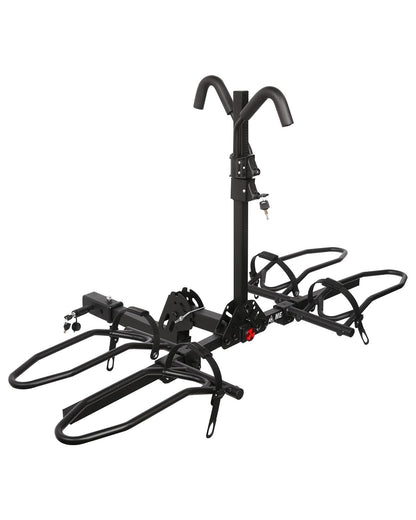 MEEVIZ Bike Rack Hitch with Lock, Platform 2-Bike Rack for Car SUV RV Camper Truck Trailer, Hitch Bike Rack for Fat Tire, Mountain Bikes, EBikes and EMTB, 180 lbs Capacity Bike Carrier for 2" Receiver