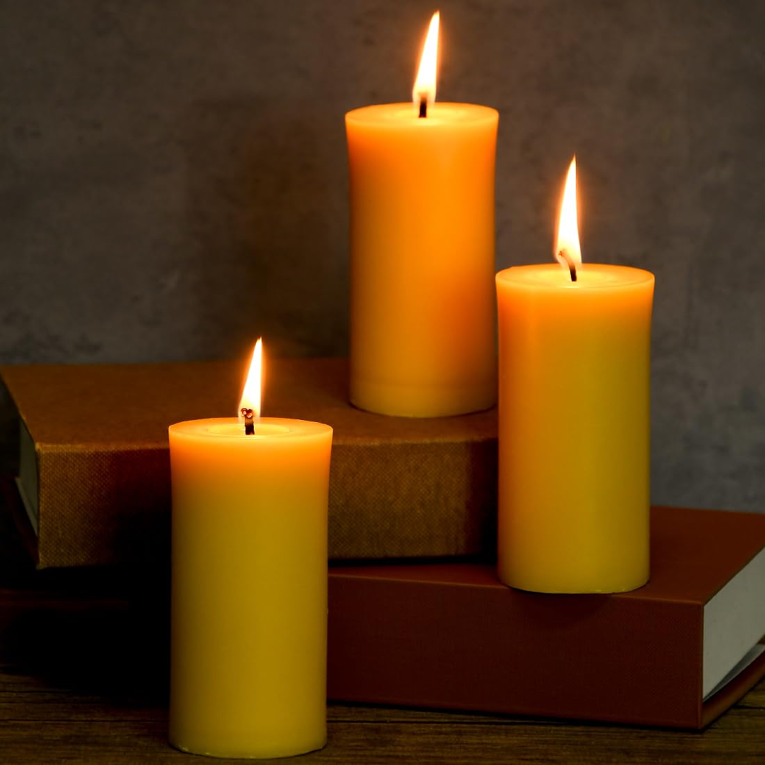 3 Pack Natural Beeswax Pillar Candle 2x4 inch, Smokeless and Long Lasting (22-27 Hours) Pure Beeswax Candle, Natural Unscented, Yellow