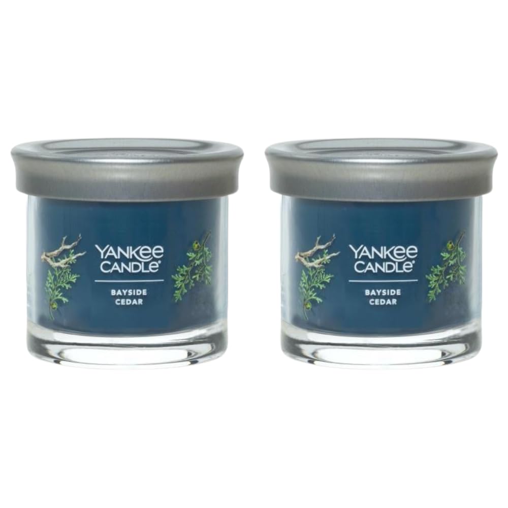 Yankee Candle Small Tumbler Scented Single Wick Jar Candle, Bayside Cedar, Over 20 Hours of Burn Time, 4.3 Ounce (Pack of 2)