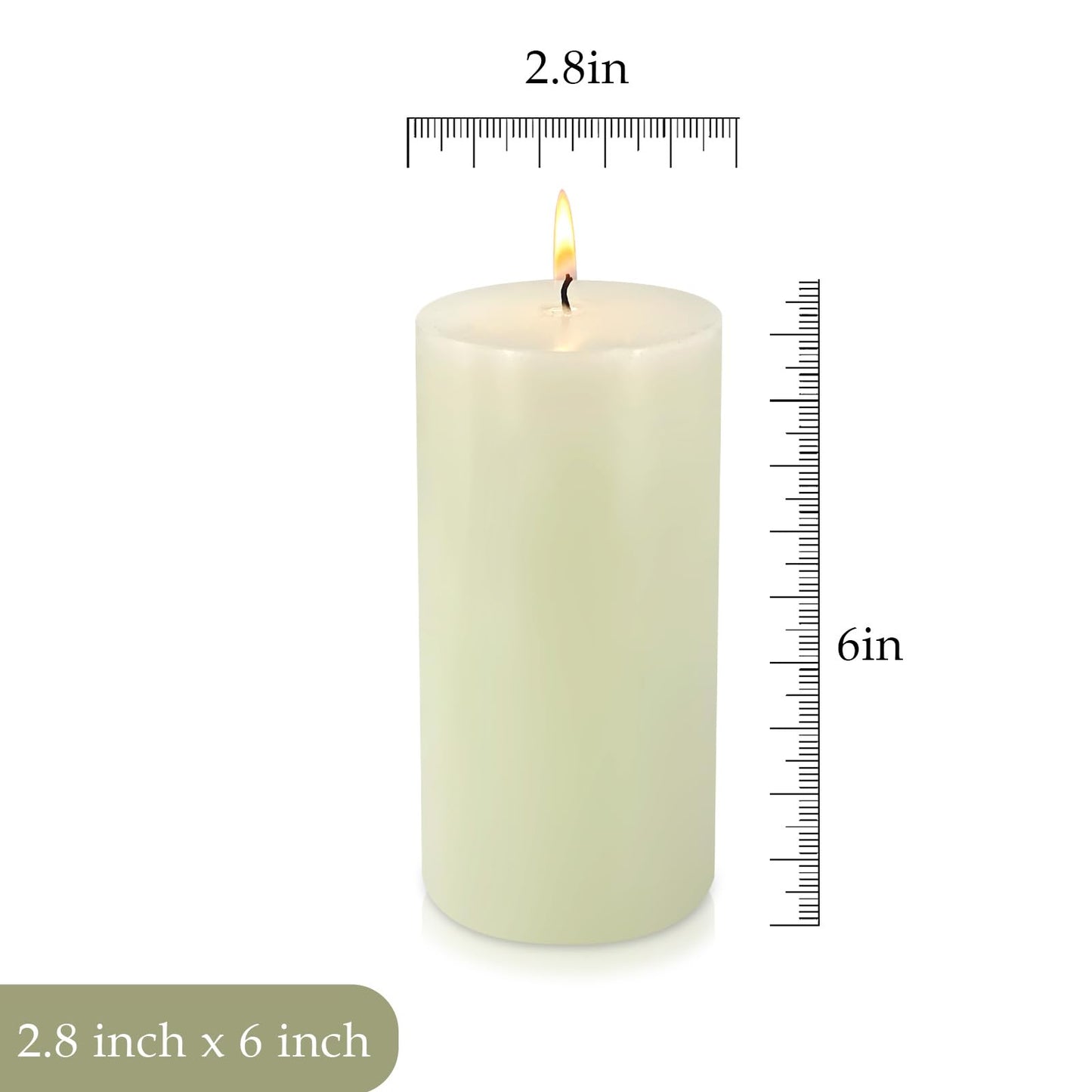 Ivory Pillar Candles Set of 3 Unscented Handpoured Weddings, Home Decoration, Restaurants, Spa, Church Smokeless Cotton Wick 2.8×6