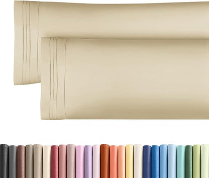 Skiennix Body Pillowcases Set of 2 | Soft, Breathable 20x54 Long Pillow Covers for Comfortable Sleep - Cream, Machine Washable