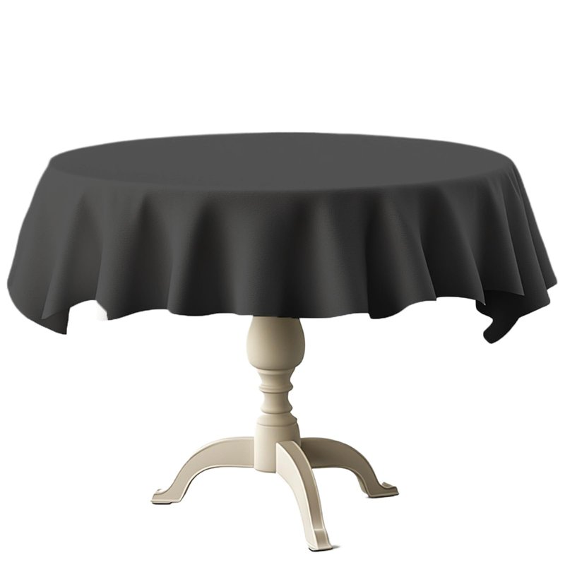TWINPRET Round Tablecloth 60 Inch, Black Waterproof Washable Polyester Table Cloth - Stain & Oil Resistant Circle Table Cover for Indoor Outdoor Dining, Patio, Party (Fits 20-48 Inch Tables)
