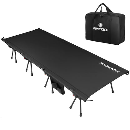 FUNYKICH Extra Wide 31.5" Camping Cot with Side Pockets and Storage Bag, Supports 440lbs, Comfort Folding Bed for Adults, Portable Cots for Camping Car Travel Truck Beach Office Nap,Ourdoor Indoor Use