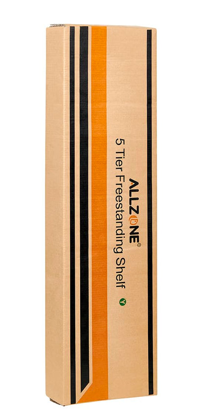 ALLZONE Adjustable Tall Narrow Bookshelf, 5-Tier Floor-to-Ceiling Tension Mount Ladder Book Shelf with Storage for Versatile Uses, Fits 92-116 Inch Ceilings, 27.84-Inch Wide Wood Shelves, Rustic Brown