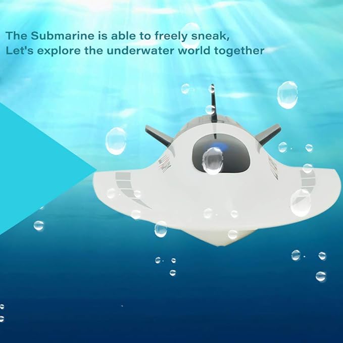 GoolRC Mini RC Submarine Boat Remote Control Waterproof Diving Toy (White)