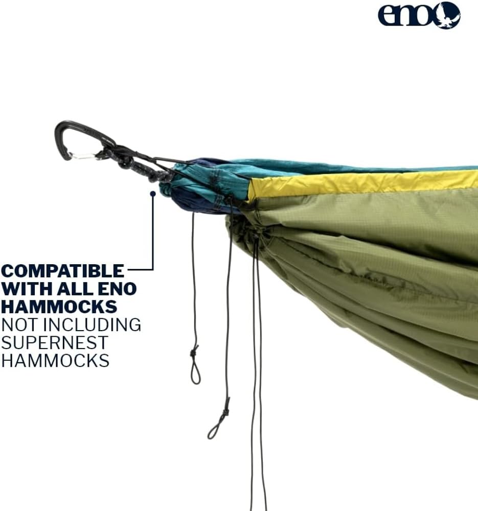 ENO Ember UnderQuilt - Protective and Warm Hammock Quilt with Recycled Synthetic Insulation - for Camping, Hiking, Backpacking, Festival, Travel, or The Beach - Evergreen