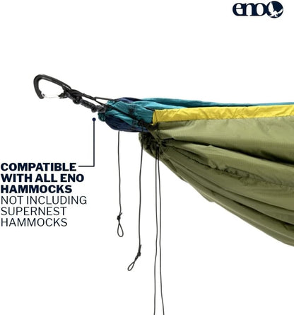 ENO Ember UnderQuilt - Protective and Warm Hammock Quilt with Recycled Synthetic Insulation - for Camping, Hiking, Backpacking, Festival, Travel, or The Beach - Evergreen