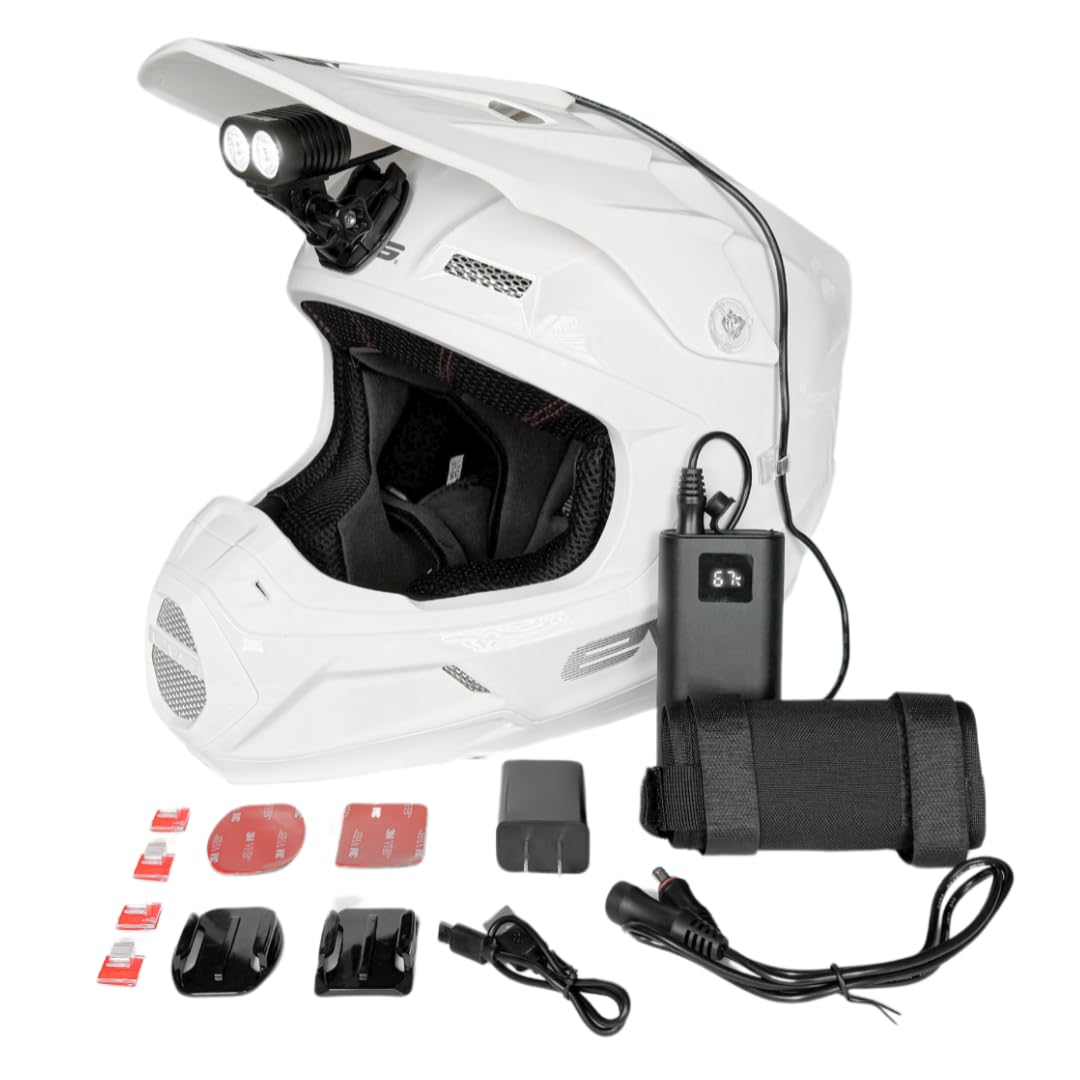 Dango Design Navigator Helmet LED Trail Light | 2,100 Lumen Rated Cree LEDs | Digital Readout Battery | Dirt Bike, Motocross, Mountain Bike, Enduro, ATV, Motorcycle, Snowmobile, Camping Headlamp