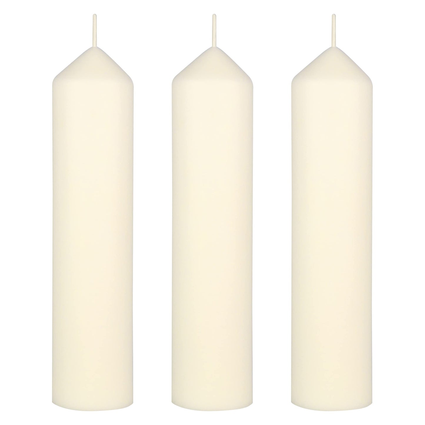 Mega Candles 3 pcs Unscented Round Dome Top Ivory Pillar Candles, Low Cost Single Use Event Wax Candle 2 Inch x 9 Inch, Ideal for Weddings, Parties, Events, Occasions, Florists, Prayers, Vigils