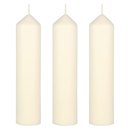 Mega Candles 3 pcs Unscented Round Dome Top Ivory Pillar Candles, Low Cost Single Use Event Wax Candle 2 Inch x 9 Inch, Ideal for Weddings, Parties, Events, Occasions, Florists, Prayers, Vigils