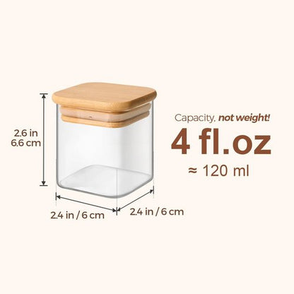 ComSaf Spice Jars - 4 oz Glass Seasoning Containers with Labels | 6-Pack Square Spice Set