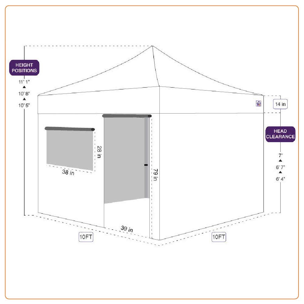 iMPACT Canopy USA 10' x 10' Canopy Kit, Includes 4 Sidewalls One with Door and Window, 4 Weight Bags, Spike & Rope, Roller Bag, White