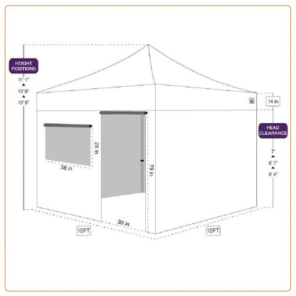 iMPACT Canopy USA 10' x 10' Canopy Kit, Includes 4 Sidewalls One with Door and Window, 4 Weight Bags, Spike & Rope, Roller Bag, White