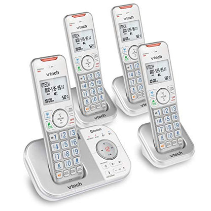 VTech VS112-4 Bluetooth 4 Handset Cordless Phone for Home with Answering Machine, Call Blocking, Caller ID, Intercom and Connect to Cell