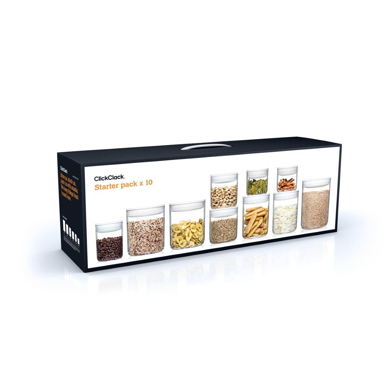 Click Clack Pantry Round Container Starter Set, 10 Piece (White)
