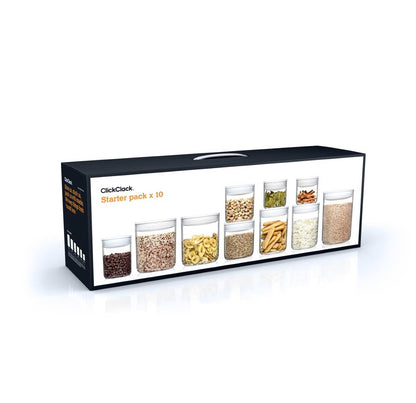 Click Clack Pantry Round Container Starter Set, 10 Piece (White)