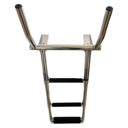 MARINE CITY 316 Grade Stainless Steel 4-Step Over Platform Telescoping Ladder with Retractable Handle