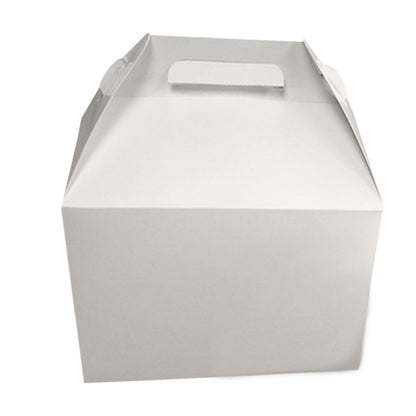 FC Meyer Packaging MeyerBarn White Glossy Chicken Gable Boxes with Handles, Durable Cardboard Food Take Out Cartons, Barn Style Box for Fried Chicken & Meals, 10lb, 8" L x 6" W x 5" H (Pack of 100)