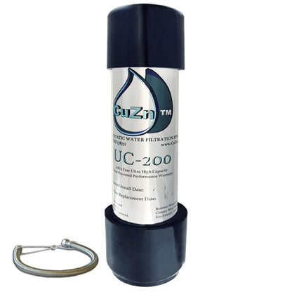 CuZn Under Sink Water Filter for Sink Faucet, 5 Year Filter Life, NSF/ANSI 42 & 372 Certified, Reduces PFAs, PFOS, Lead, Chlorine, Inline Faucet Connection, Improves Tap Water Taste
