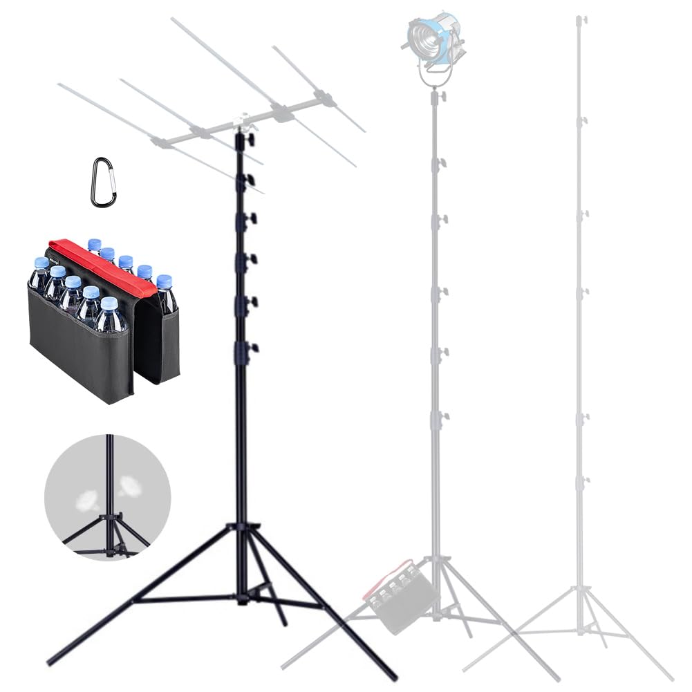 FOMITO Photography Light Stand 24ft/730cm, Air-Cushioned Heavy Duty Aluminum Photo Video Tripod Stand with 1/4" Screw for Drone Communication Base Station, and Studio Light, Max Load 22.5kg, LM-7300HA
