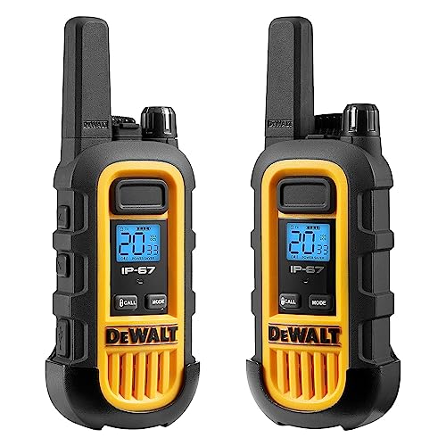 DEWALT DXFRS800 FRS Walkie Talkies Long Range 2 Way Radio, 2 Watt, Waterproof & Rechargeable, 2 Pack