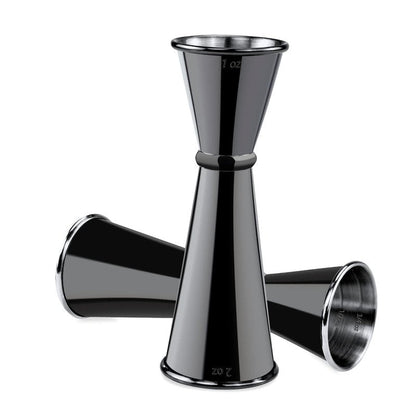 Jigger for Bartending, Briout Double Cocktail Jigger Japanese Premium 304 Food Grade Stainless Steel Jigger 2 OZ 1 OZ with Measurements Inside, Black