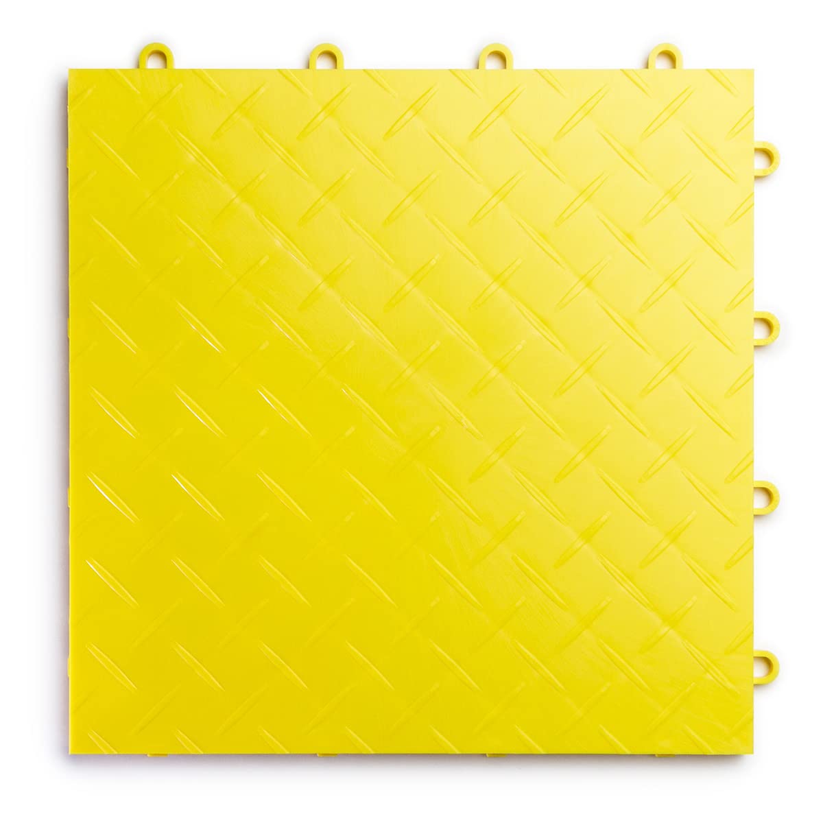 Big Floors RaceDeck Garage Floor Tiles, Interlocking Garage Flooring, Diamond Plate Pattern Heavy-Duty Copolymer Modular Tile (Yellow, 48 Pack of 12 x 12" Tiles, 48 Sq Ft)