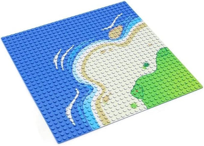 General Jim's Blue Beach and Water Road City Baseplates Full Set for Ocean Island Street Base Plate - Pirates Sea Grass Toy Kit for Building Blocks Bricks for Teens and Adults