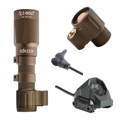 Z-BOLT® Dual Switch Cable Port Tailcap (FDE, Flat Dark Earth) for 3V/6V Malkoff, Blazer LEP & LED 18350/18650 Light Bodies & Surefire M300/340/M600/640DF Lights (DS00 Type Functionality)
