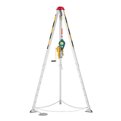 VEVOR Confined Space Tripod Kit, Heavy Duty Rescue Tripod Lifting Hoist 2600 lbs Winch, 4.76 ft Adjustable Legs, 98.5 ft Cable Portable Kit, 32.8 ft Fall Protection, 5.25-8.04 ft Working Height