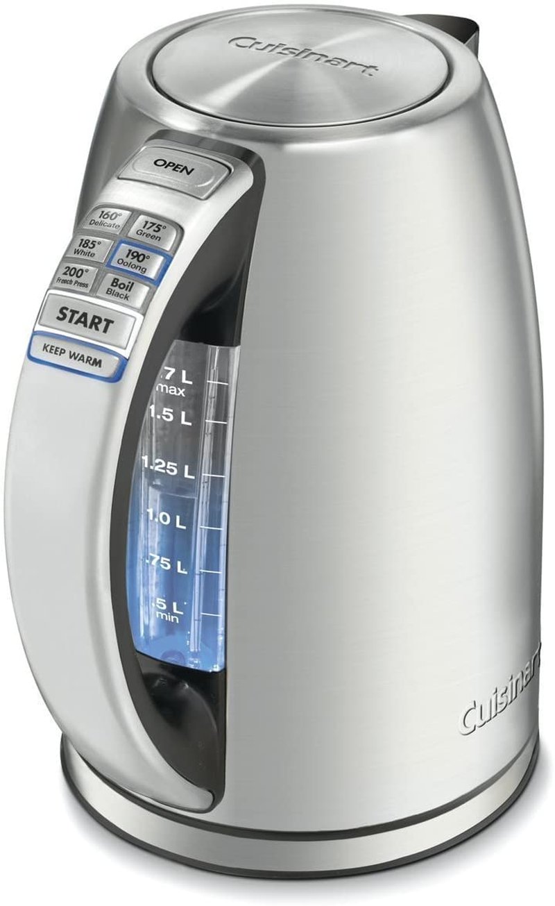 Cuisinart PerfecTemp 1.7-Liter Electric Kettle, Cordless Electric Tea Kettle, 1500W for Fast Heat-Up, 6 Preset Temperatures, 30-Minute Keep Warm, Stay Cool Nonslip Handle, CPK-17P1