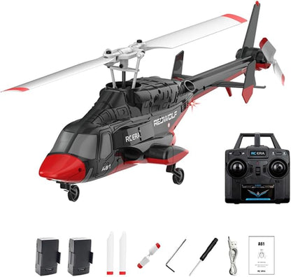 RC ERA A61 Flyingwolf RC Helicopter Model 1:52 Scale Single Rotor 4CH RC Helicopter with Optical Flow Positioning One-Key Start RTF Gyro Stabilized Aircraft for Adults Beginners