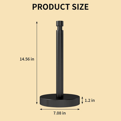 YUMORE Paper Towel Holder Countertop, Black Paper Towel Holder with Weighted Base Non Slip, Standing Paper Towel Roll Holder for Kitchen Bathroom, Stainles Steel (Matte Black)