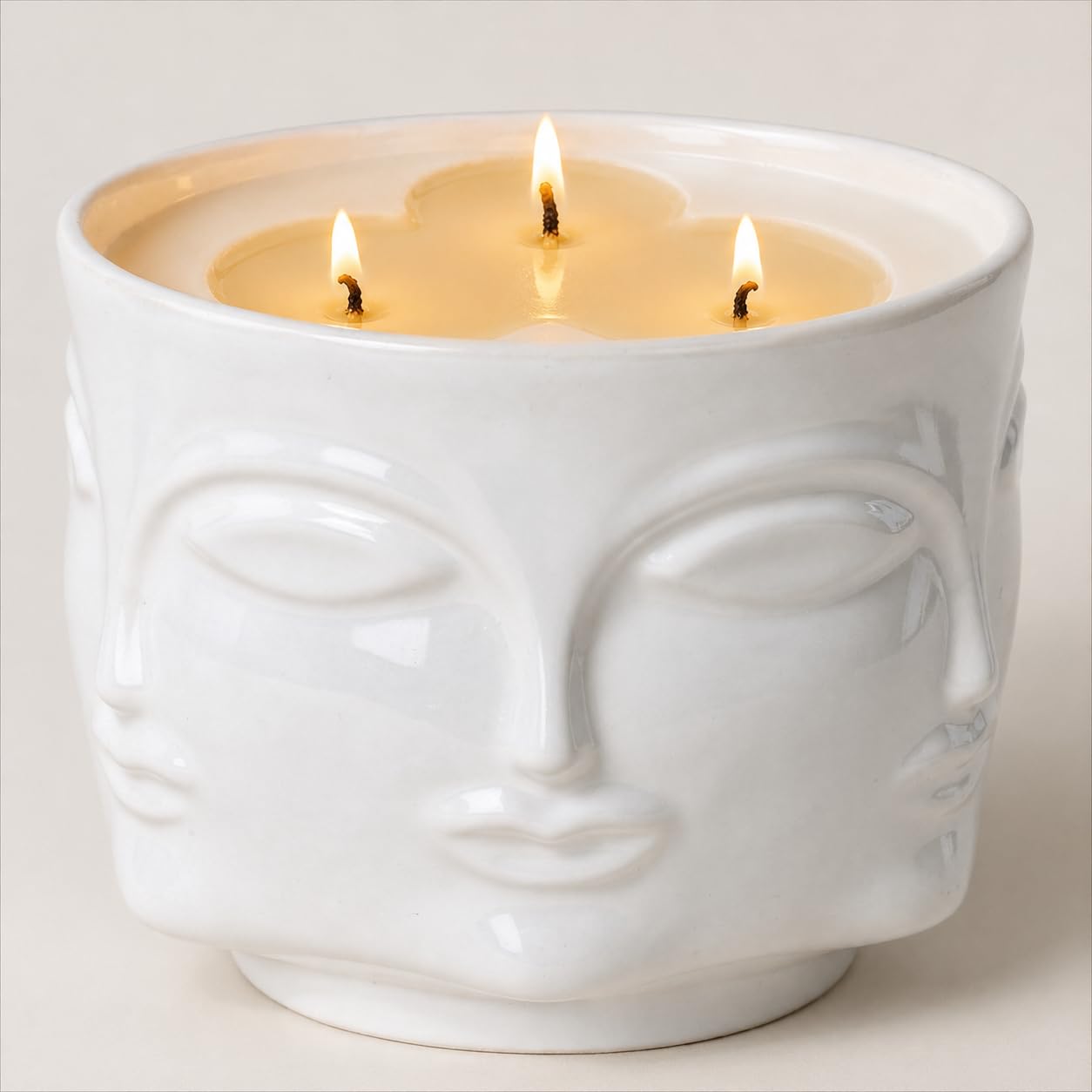 Viyffo 20oz Large Scented Candle – Vanilla Dreamscape & Fresh Spice, 3 Wick Non Toxic Soy Candle, Decorative White Ceramic Jar, Luxury Home Fragrance for Women, Elegant Art Décor & Unique Gift