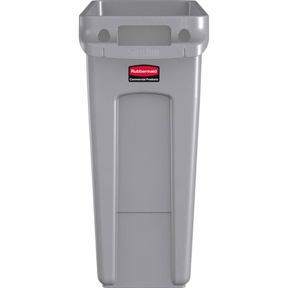 Rubbermaid Commercial Products Slim Jim Trash/Garbage Can with Venting Channels, 16-Gallon, Gray, for Kitchen/Office/Workspace, Pack of 4