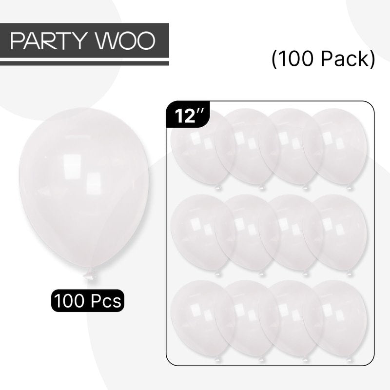 PartyWoo Clear Balloons 100pcs 12 Inch Transparent Latex Helium Balloons for Graduation Wedding Baby Shower Bridal Shower Engagement Gender Reveal Anniversary Birthday Party Decorations Clear-Y2