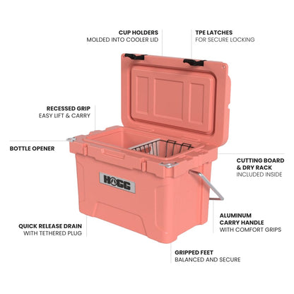Small Ice Cooler with Handle - 20qt Desert Flower, Portable Cooler, Insulated Ice Chest with Handle for Fishing and Camping with Dry Storage, Bottle Openers, and Cupholders