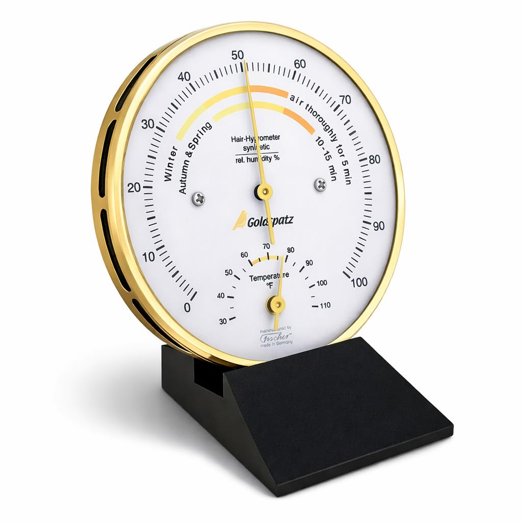 Goldspatz Living Climate Hygrometer with Thermometer °F (US Version), Ø 103 mm - Made in Germany