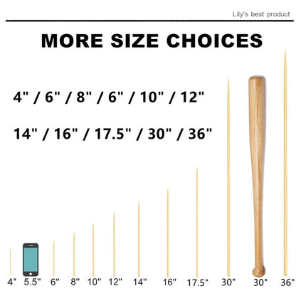 6" Natural Bamboo Skewers for BBQ，Appetiser，Fruit，Cocktail，Kabob，Chocolate Fountain，Grilling，Barbecue，Kitchen，Crafting and Party. Φ=4mm, More Size Choices 8"/10"/12"/14"/16"/17.5"/30"/36"(500 PCS)