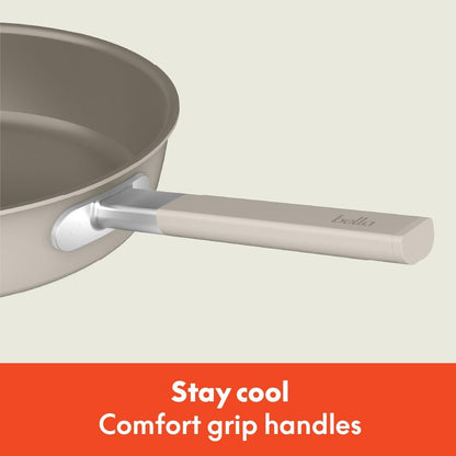 Bella 9-Piece Ceramic Nonstick Cookware Set - EverGood™ Coating, Dishwasher & Oven Safe, Oatmilk Color