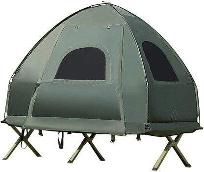 Moccha Folding Camping Tent Cot with Sleeping Bag and Air Mattress, Elevated Camping Tent with Carry Bag for Outdoor Activity, Hiking, Picnic (1-Person)