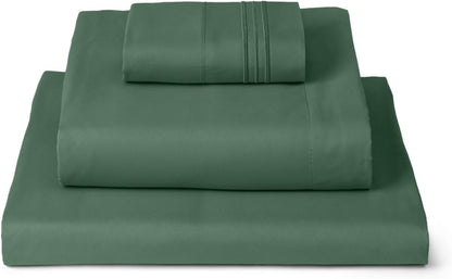 Mellanni Twin XL Sheets Set - 3 PC Hotel Luxury Bedding | Extra Soft, Cooling, Wrinkle-Resistant (Emerald Green)