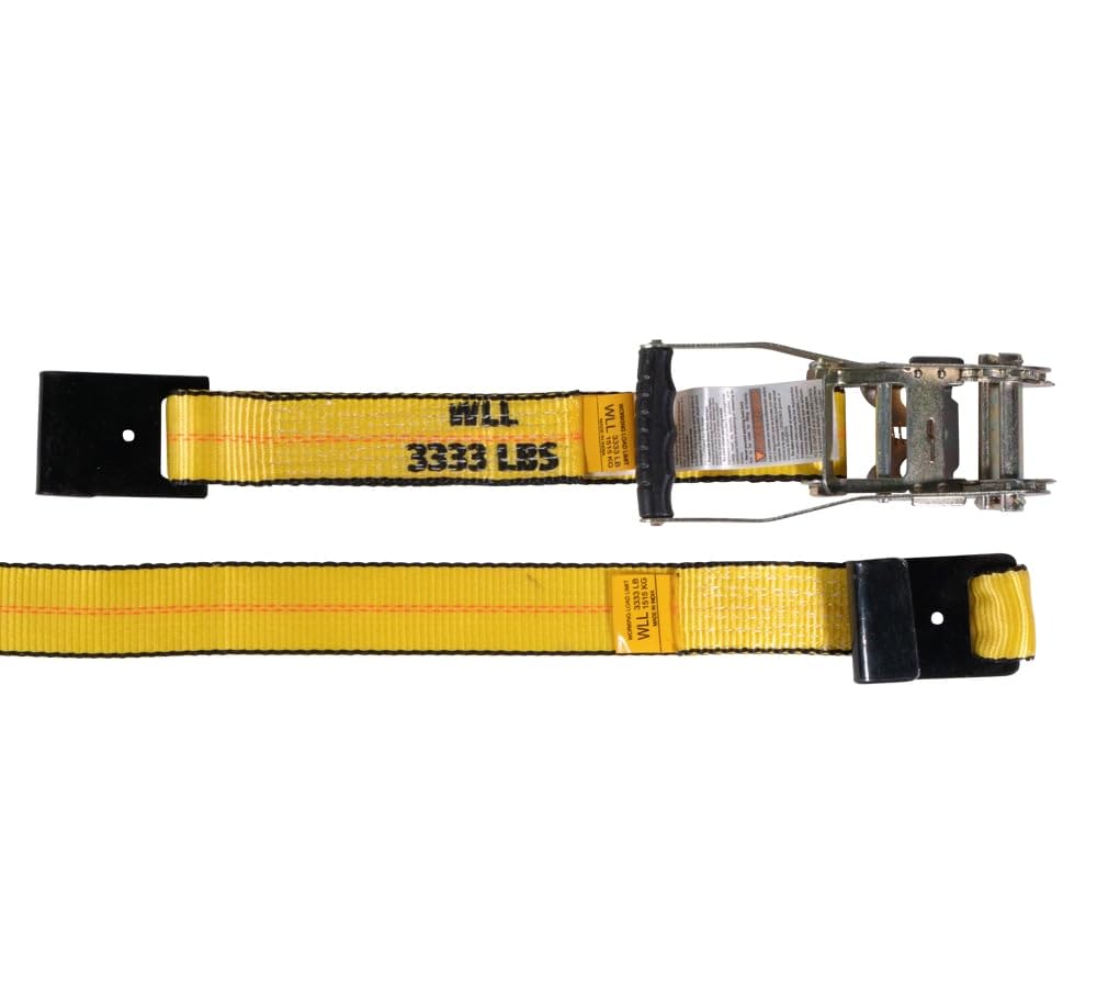 Mytee Products Ratchet Tie-Down Straps with Flat Hooks, 2" x 40' Ratchet Straps Yellow | 10,000 Lbs Breaking Strength | TieDown Ratchet Straps for Flatbed, Truck, Trailers Pickup (4 Pack)