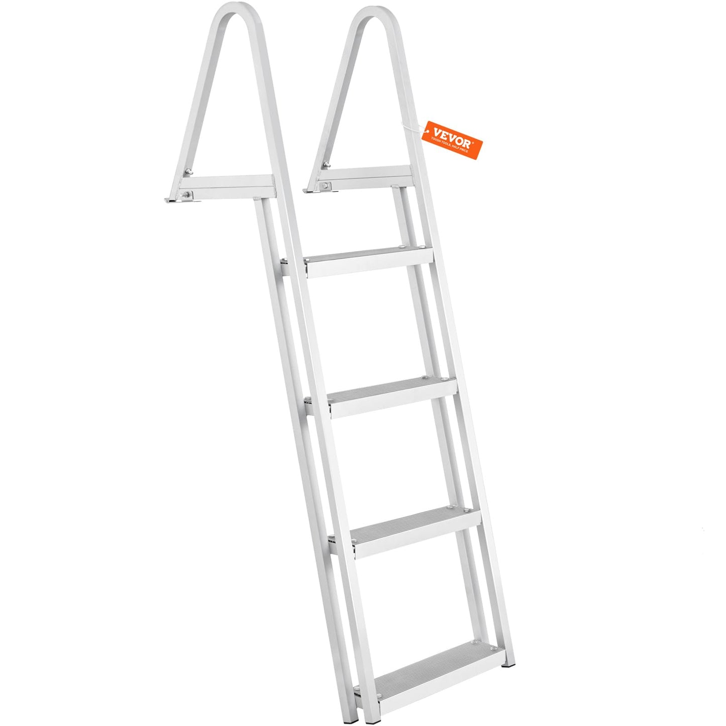 VEVOR Removable Dock Ladder 4 Steps, 350 lbs Load Capacity, Pontoon Boat Ladder with 4'' Wide Step & Nonslip Mat for Ship/Lake/Pool/Marine Boarding
